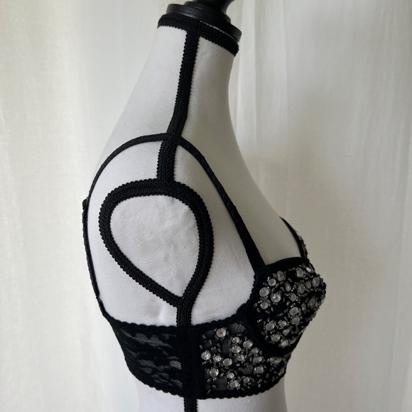 Vintage DKNY 1992 Crystal Studded Lace Bustier - XS - Sparkly - Picture 5 of 13